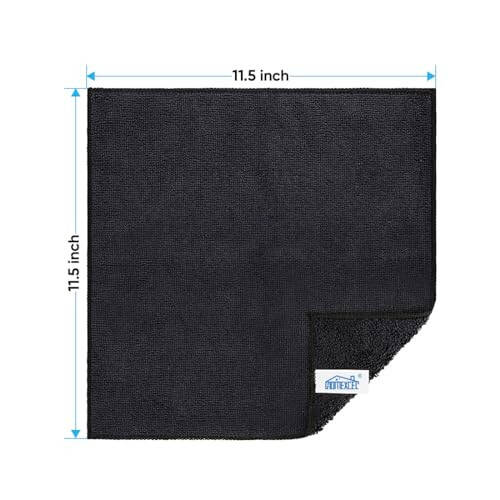 HOMEXCEL Black Microfiber Cleaning Cloth, 12 Pack Premium Microfiber Towels for Cars, Lint Free, Scratch-Free, Highly Absorbent, Reusable Cleaning Rags for Car, Household, Kitchen, Window, 11.5