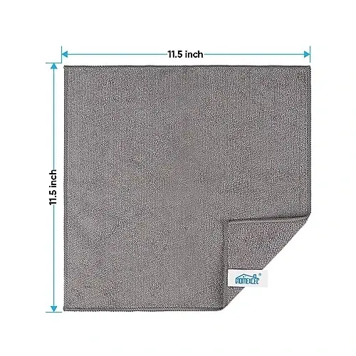 HOMEXCEL Mikrofiber Tozalash Matolari, Oshxona uchun 24 ta Tozalash Sochiqlari, Tuksiz, Chizishsiz, Yuqori Changni Yutish va Qayta Foydalanish mumkin bo'lgan Uy, Deraza va Shisha, Avtomobillar uchun Tozalash Latta, 11,5 X11,5 dyuym, Kulrang. - 6