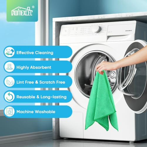 HOMEXCEL Mikrofiber Tozalash Matosi, 12 Dona Yashil Premium Mikrofiber Avtomobil Sochiqlari, Tuksiz, Chizishsiz, Yuqori Changni Yutuvchi, Qayta Ishlatiladigan Tozalash Latasi Avtomobil, Uy, Oshxona Uchun, 11,5