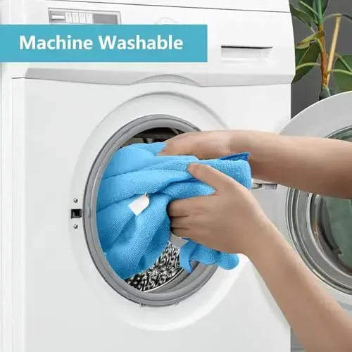 HOMEXCEL Moviy Mikrofiber Tozalash Mato, Oshxona uchun 100 Paketli Tozalash Sochiglari, tuklarsiz, chizishsiz, yuqori darajada singdiruvchi va uy, deraza va stakan, mashinalar uchun qayta ishlatiladigan tozalash latta, 11,5 X11,5 dyuym - 4