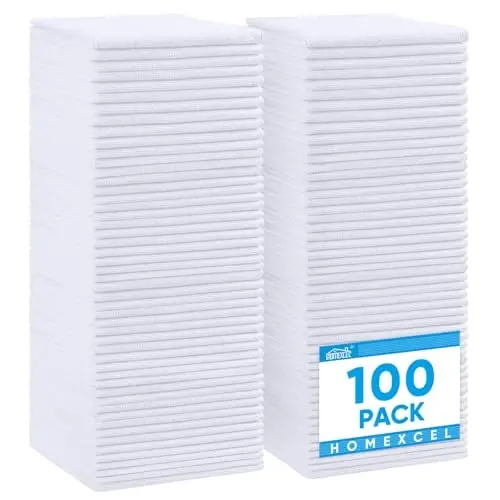 HOMEXCEL Oq Microfiber Tozalash Mato, Oshxona uchun 100 dona Tozalash Sochigi, Tuksiz, Tirnalishsiz, Yuqori Darajada Absorbsiyali va Uy, Oyna va Shisha, Avtomobillar uchun Qayta Ishlatiladigan Tozalash Latta, 11.5 X11.5 dyuym - 1