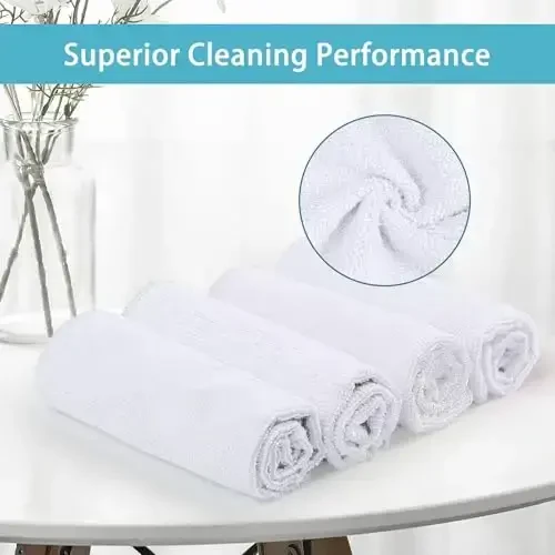 HOMEXCEL Oq Microfiber Tozalash Mato, Oshxona uchun 100 dona Tozalash Sochigi, Tuksiz, Tirnalishsiz, Yuqori Darajada Absorbsiyali va Uy, Oyna va Shisha, Avtomobillar uchun Qayta Ishlatiladigan Tozalash Latta, 11.5 X11.5 dyuym - HOMEXCEL (1)