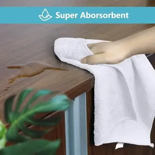 HOMEXCEL Oq Microfiber Tozalash Mato, Oshxona uchun 100 dona Tozalash Sochigi, Tuksiz, Tirnalishsiz, Yuqori Darajada Absorbsiyali va Uy, Oyna va Shisha, Avtomobillar uchun Qayta Ishlatiladigan Tozalash Latta, 11.5 X11.5 dyuym - 3