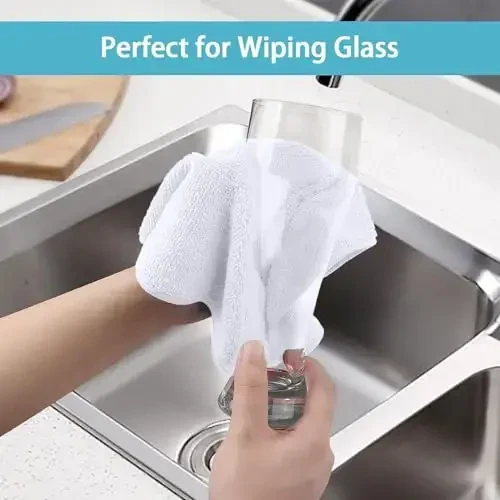 HOMEXCEL Oq Microfiber Tozalash Mato, Oshxona uchun 100 dona Tozalash Sochigi, Tuksiz, Tirnalishsiz, Yuqori Darajada Absorbsiyali va Uy, Oyna va Shisha, Avtomobillar uchun Qayta Ishlatiladigan Tozalash Latta, 11.5 X11.5 dyuym - 6