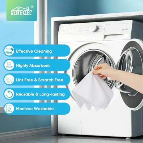 HOMEXCEL Oq Mikrofiber Tozalash Mato, 12 dona Premium Mikrofiber Sochiqlar Avtomobillar uchun, tuklarsiz, chizishsiz, yuqori absorbent, qayta ishlatiladigan tozalash latta Avtomobil, Uy xo'jaligi, Oshxona, Oyna, 11.5