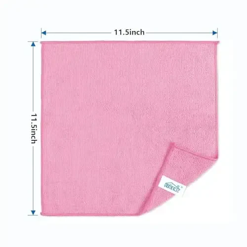 HOMEXCEL Pink Microfiber Cleaning Cloth, 50 Pack Cleaning Towels for Kitchen, Lint Free, Scratch-Free, Highly Absorbent, and Reusable Cleaning Rags for House, Window and Glass, Cars, 11.5 X11.5 inch - 7