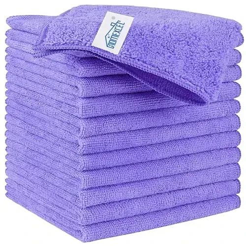 HOMEXCEL Purple Microfiber Cleaning Cloth, 12 Pack Premium Microfiber Towels for Cars, Lint Free, Scratch-Free, Highly Absorbent, Reusable Cleaning Rags for Car, Household, Kitchen, Window,11.5