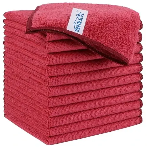 HOMEXCEL Qizil Mikrofiber Tozalash Mato, 12 dona Avtomobillar uchun Premium Mikrofiber Sochiqlar, tuklarsiz, tirnalishsiz, yuqori absorbent, avtomobil, uy xo'jaligi, oshxona, deraza uchun qayta ishlatiladigan tozalash lattalari, 11,5