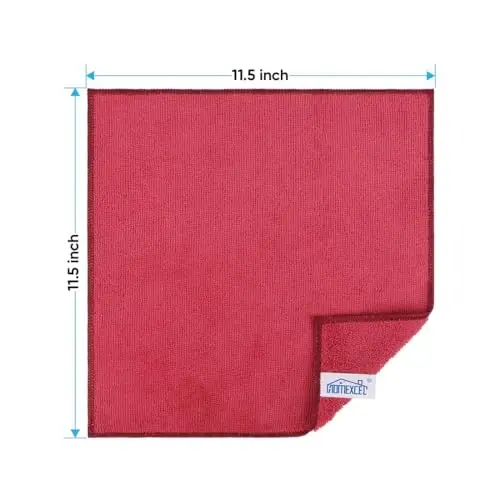 HOMEXCEL Qizil Mikrofiber Tozalash Mato, 12 dona Avtomobillar uchun Premium Mikrofiber Sochiqlar, tuklarsiz, tirnalishsiz, yuqori absorbent, avtomobil, uy xo'jaligi, oshxona, deraza uchun qayta ishlatiladigan tozalash lattalari, 11,5