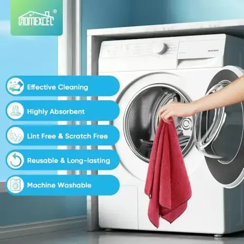 HOMEXCEL Qizil Mikrofiber Tozalash Mato, 12 dona Avtomobillar uchun Premium Mikrofiber Sochiqlar, tuklarsiz, tirnalishsiz, yuqori absorbent, avtomobil, uy xo'jaligi, oshxona, deraza uchun qayta ishlatiladigan tozalash lattalari, 11,5