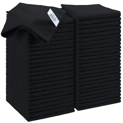 HOMEXCEL Qora Mikrofiber Tozalash Mato, Oshxona uchun 50 dona Tozalash Sochigi, tuklarsiz, chizilmaydigan, yuqori absorbent va Uy, Oyna va Shisha, Mashinalar uchun qayta ishlatiladigan Tozalash Latta, 11.5 X11.5 dyuym 