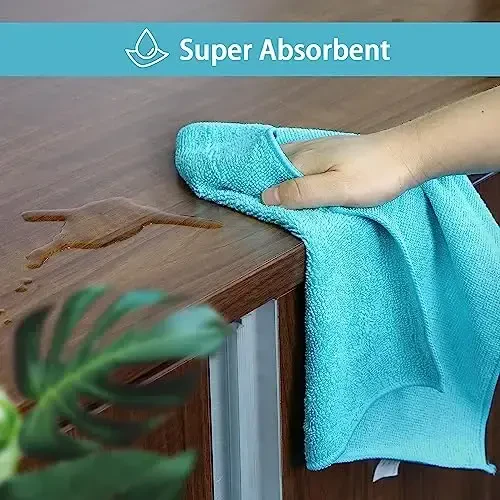 HOMEXCEL Салфетка из микрофибры, 12 шт., тряпка для уборки, полотенца для уборки 4 разных цветов, 29,2 x 29,2 см (зеленый/синий/желтый/розовый) - 4