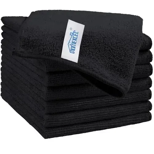 HOMEXCEL Black Microfiber Cleaning Cloth, 8 Pack Cleaning Towels for Kitchen, Lint Free, Scratch-Free, Highly Absorbent, and Reusable Cleaning Rags for House, Window and Glass, Cars, 11.5 X11.5 inch - HOMEXCEL