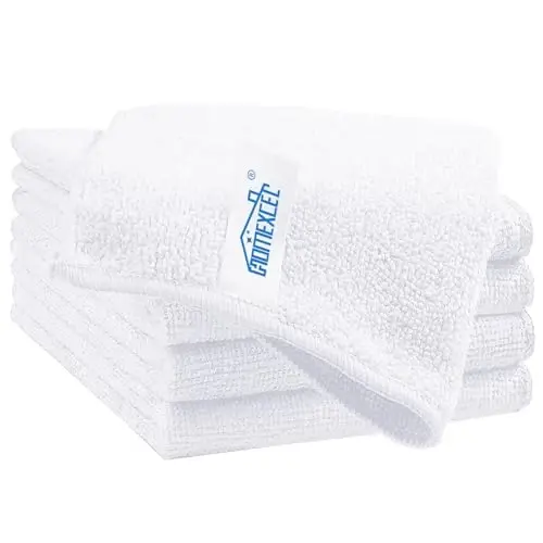 HOMEXCEL White Cleaning Rags 5 Pack, Highly Absorbent Microfiber Cleaning Cloth for Kitchen, Lint Free, Scratch-Free, Reusable Microfiber Towels for House, Window and Glass, Cars, 11.5 X11.5 inch - 1