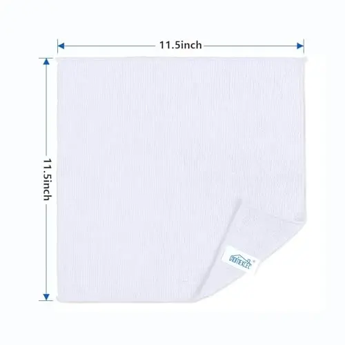 HOMEXCEL White Cleaning Rags 5 Pack, Highly Absorbent Microfiber Cleaning Cloth for Kitchen, Lint Free, Scratch-Free, Reusable Microfiber Towels for House, Window and Glass, Cars, 11.5 X11.5 inch - HOMEXCEL (1)