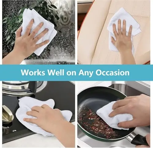 HOMEXCEL White Microfiber Cleaning Cloth 400 Pack, Microfiber Towel for Cars, Lint Free, Scratch-Free, Highly Absorbent, and Cleaning Rags for House, Window and Glass, Cars, TV Screen 11.5 X11.5 inch - 6