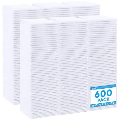 HOMEXCEL White Microfiber Cleaning Cloth 600 Pack, Microfiber Towel for Cars, Lint Free, Scratch-Free, Highly Absorbent, and Cleaning Rags for House, Window and Glass, Cars, TV Screen 11.5 X11.5 inch - 1