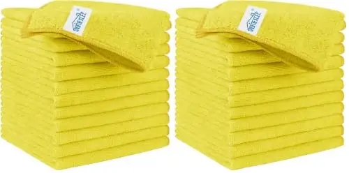 HOMEXCEL Yellow Microfiber Cleaning Cloth, 24 Pack Premium Microfiber Towels for Cars, Lint Free, Highly Absorbent, Reusable Cleaning Rags for Car, Household, Kitchen, Window, 11.5