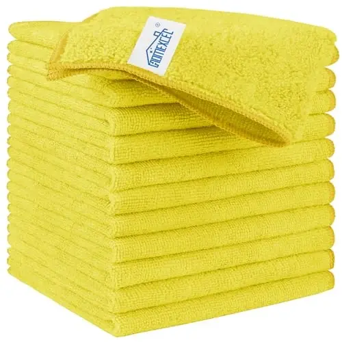 HOMEXCEL Yellow Microfiber Cleaning Cloth, Microfiber Towels for Car, 12 PK | Lint Free Cleaning Rags for Household & Kitchen, Car Wash Towels for Detailing Drying, Scratch-Free, 11.5