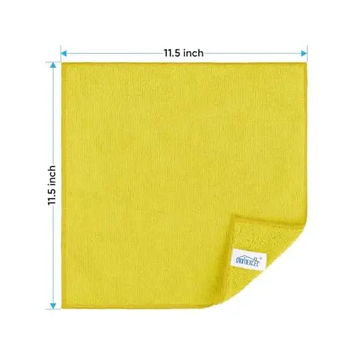 HOMEXCEL Yellow Microfiber Cleaning Cloth, Microfiber Towels for Car, 12 PK | Lint Free Cleaning Rags for Household & Kitchen, Car Wash Towels for Detailing Drying, Scratch-Free, 11.5