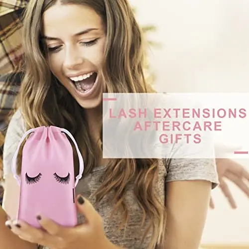 homicozy 40 Pcs Lash Shampoo Bottle Brushes Set, 10 Pcs Lash Shampoo Brushes, 10 Pcs Lash Brushes Tubes, 10 Pcs Eyelash Shampoo Dispensers, 10 Pcs Lash Aftercare Bag for Clients, Women,Girls (Pink) - 6