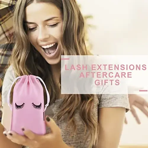 homicozy 40 Pcs Lash Shampoo Bottle Brushes Set, 10 Pcs Lash Shampoo Brushes, 10 Pcs Lash Brushes Tubes, 10 Pcs Eyelash Shampoo Dispensers, 10 Pcs Lash Aftercare Bag for Clients, Women,Girls (Pink) - 6