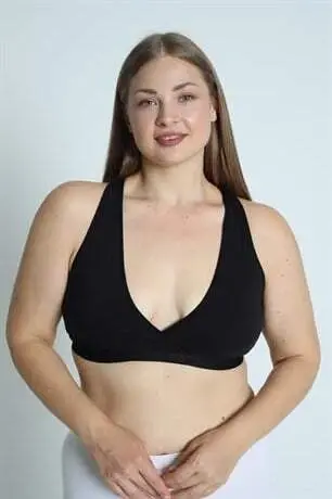 Homilador emizish uchun push-up brassiyeri sportchi qora yarim soyka - 3