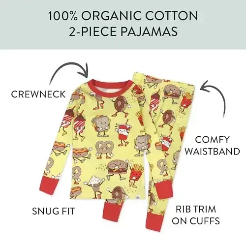 HonestBaby 2-Piece Pajamas Sleepwear Pjs 100% Organic Cotton for Baby, Toddler, Kids, Boy - 2