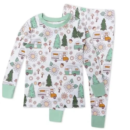 HonestBaby 2 qismli pajama uyqu kiyimlari Pjs 100% organik paxta chaqaloq, yosh bola, bolalar, o'g'il bola uchun 