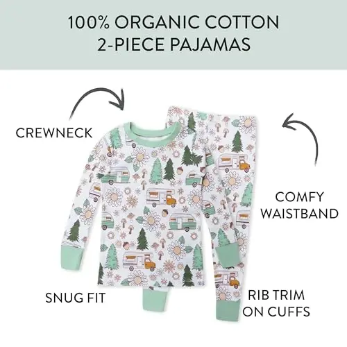 HonestBaby 2 qismli pajama uyqu kiyimlari Pjs 100% organik paxta chaqaloq, yosh bola, bolalar, o'g'il bola uchun - HONESTBABY (1)