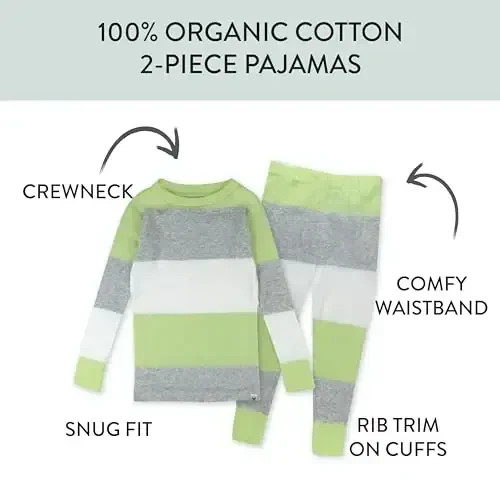 HonestBaby 2 qismli pijamalar Bolalar uchun uyqu kiyimlari Pjs 100% organik paxta, chaqaloq, yosh bola, bolalar, o'g'il bola - 2