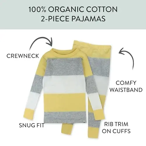 HonestBaby 2 qismli pijamalar Uyqu kiyimlari Pjs 100% Organik Paxta Chaqaloq, Go'dak, Bolalar, Bola uchun - 2