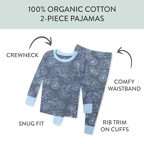 HonestBaby 2 qismli pijamalar Uyqu uchun kiyimlar Pjlar 100% Organik paxta Chaqaloq, Go'dak, Bolalar, O'g'il bola uchun - HONESTBABY (1)
