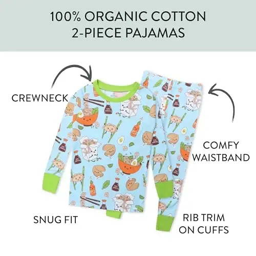 HonestBaby baby-boys 2-piece Pajamas Sleepwear Pjs 100% Organic Cotton for Baby, Toddler, Kids, Boy - 2