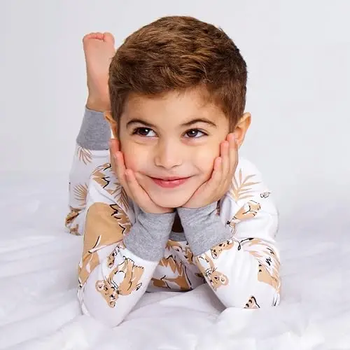 HonestBaby baby-boys 2-piece Pajamas Sleepwear Pjs 100% Organic Cotton for Baby, Toddler, Kids, Boy - 3