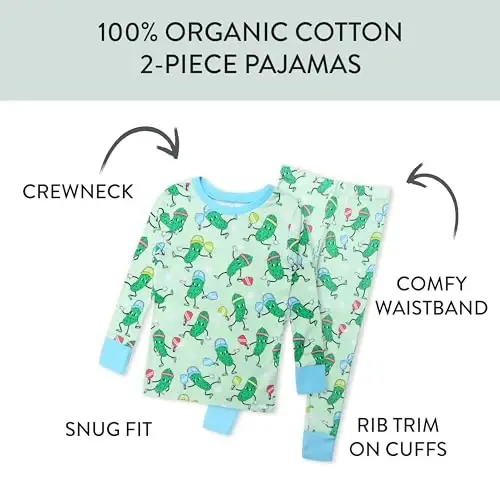 HonestBaby baby-boys 2-piece Pajamas Sleepwear Pjs 100% Organic Cotton for Baby, Toddler, Kids, Boy - 2