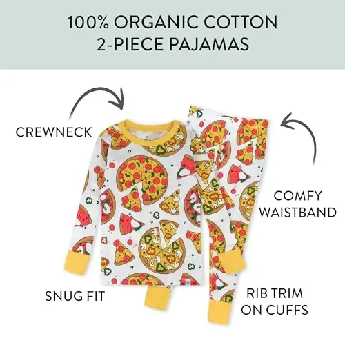 HonestBaby Boys Organic Cotton 2-Piece Snug Fit Pajama Set - 2