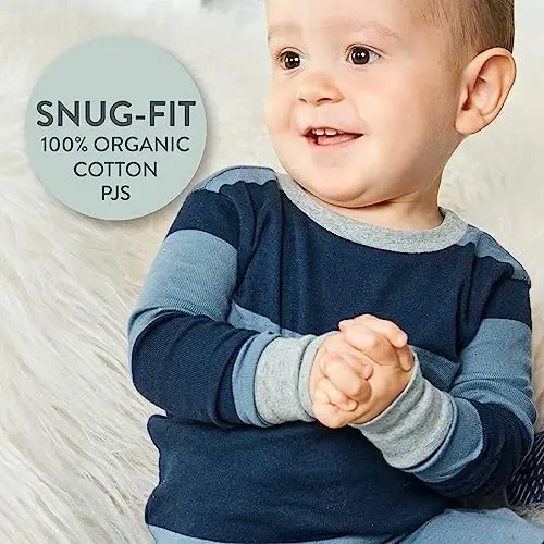 HonestBaby Boys Organic Cotton 2-Piece Snug Fit Pajama Set - 5