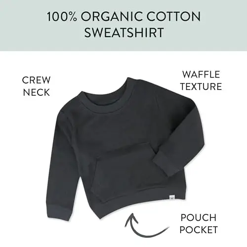 HonestBaby Comfy Crew Sweatshirt with Pockets 100% Organic Cotton for Toddler, Baby Boys, Girls - 3