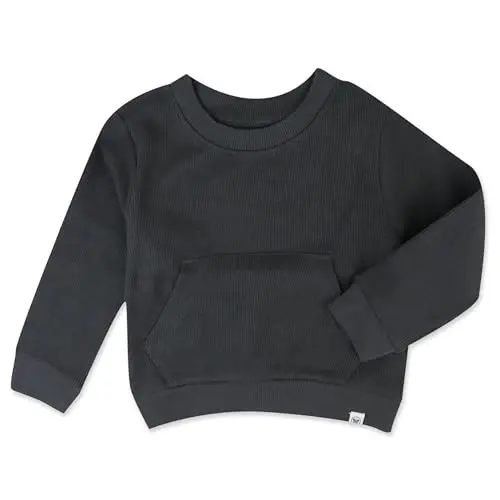 HonestBaby Comfy Crew cho'ntakli svitshot, 100% organik paxta, yosh bolalar, o'g'il bolalar, qizlar uchun - 1