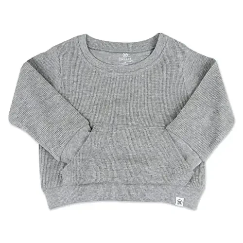 HonestBaby Comfy Crew Sweatshirt with Pockets 100% Organik Paxta Bolasi, Chaqaloq, O'g'il va Qiz Bolalar Uchun, Kulrang, 3-6 Oy - 1