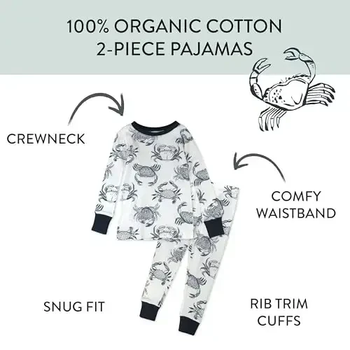 HonestBaby baby-boys 2-piece Pajamas Sleepwear Pjs 100% Organic Cotton for Baby, Toddler, Kids, Boy - 3