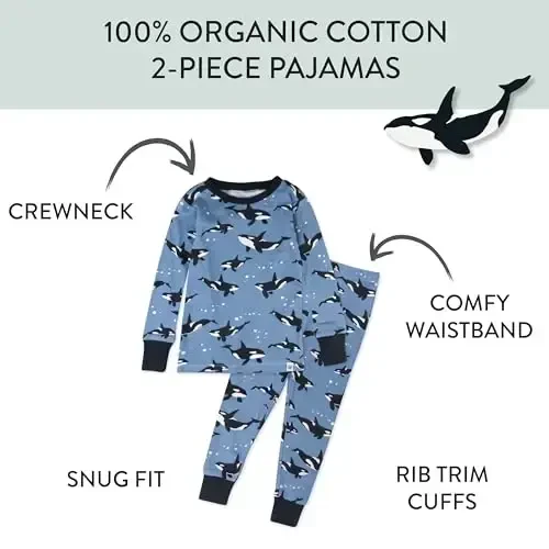 HonestBaby baby-boys 2-piece Pajamas Sleepwear Pjs 100% Organic Cotton for Baby, Toddler, Kids, Boy - 2
