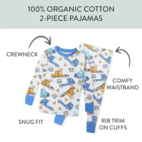 HonestBaby baby-boys 2-piece Pajamas Sleepwear Pjs 100% Organic Cotton for Baby, Toddler, Kids, Boy - HONESTBABY (1)