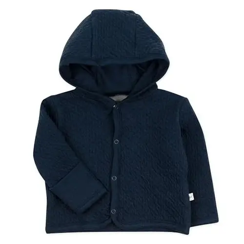 HonestBaby Matelasse Snap-Front Hooded Jacket Organic Cotton for Infant Unisex Baby Boys & Girls - 1