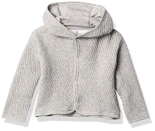 HonestBaby Matelasse Snap-Front Hooded Jacket Organic Cotton for Infant Unisex Baby Boys & Girls - 1