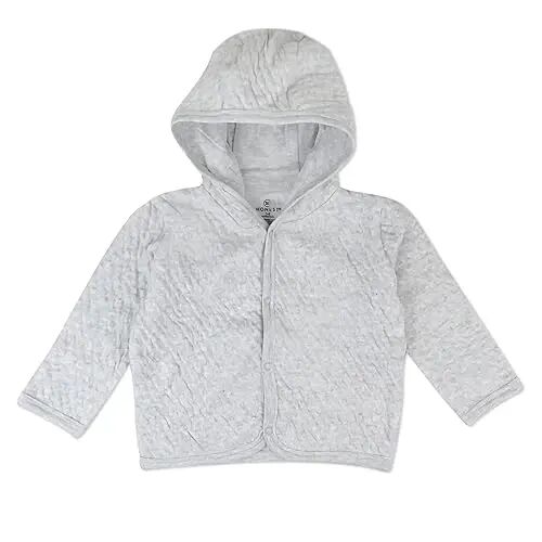 HonestBaby Matelasse Snap-Front Hooded Jacket Organic Cotton for Infant Unisex Baby Boys & Girls - HonestBaby