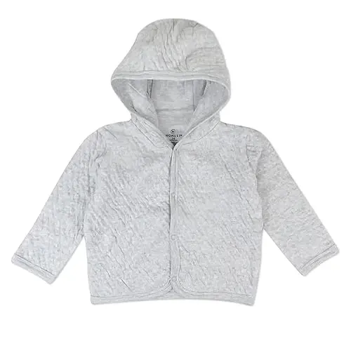 HonestBaby Matelasse Snap-Front Hooded Jacket Organic Cotton for Infant Unisex Baby Boys & Girls - 1
