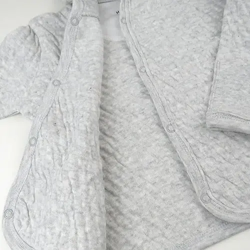 HonestBaby Matelasse Snap-Front Hooded Jacket Organic Cotton for Infant Unisex Baby Boys & Girls - 3
