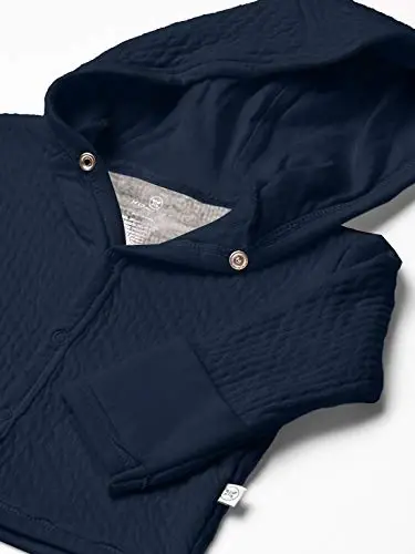 HonestBaby Matelasse Snap-Front Hooded Jacket Organic Cotton for Infant Unisex Baby Boys & Girls - 2